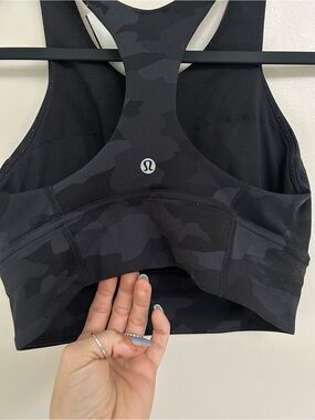 lululemon Black Camo wunder train Sports Bra | size 6